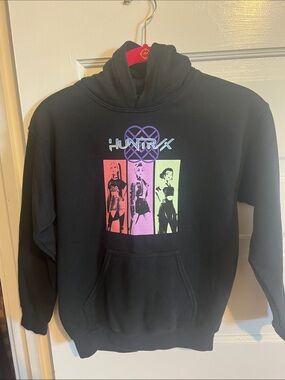Netflix Black Hoodie with Neon Pink, Purple & Lime Panel Graphic